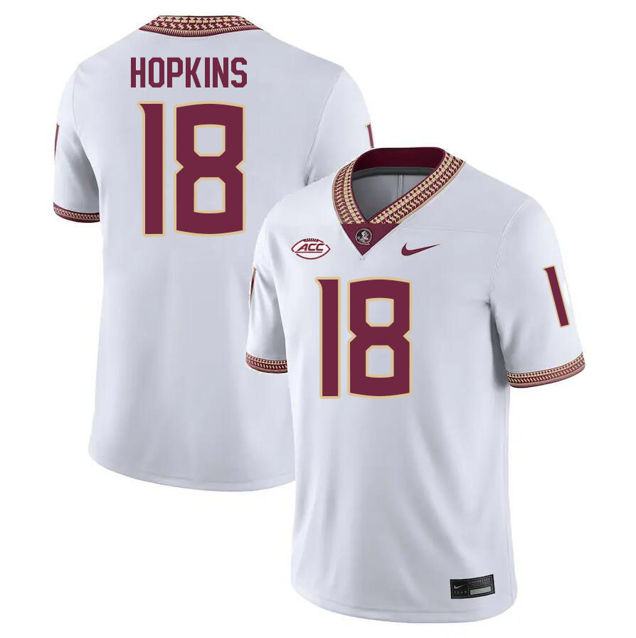 #18 Dustin Hopkins Florida State Seminoles Jerseys Football Stitched-White - Click Image to Close